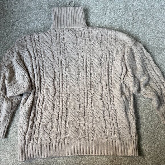 Topshop Cable Knit Oversized Zip Collar Sweat Oat Size 12 - Picture 8 of 12
